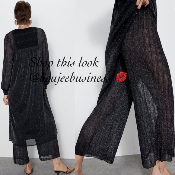 ZARA BNWT Dress with Metallic Thread + Pants 2pc Coord Set - Picture 4 of 5